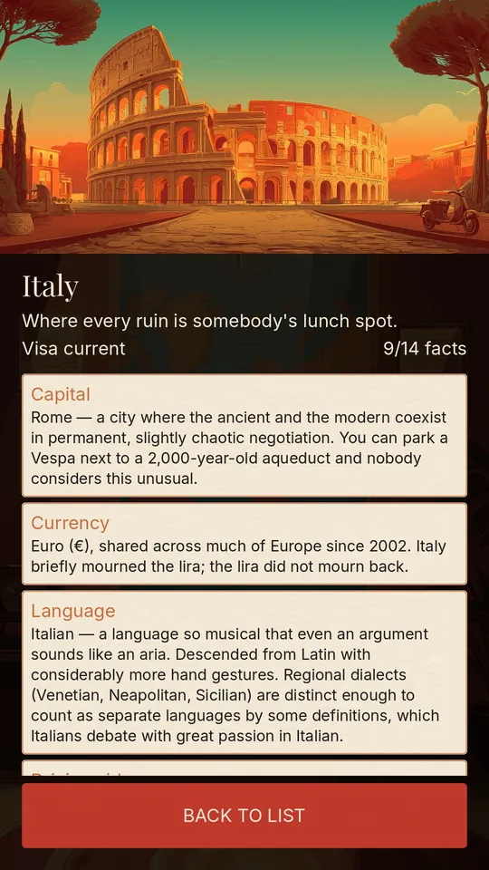 The Almanac of countries visited